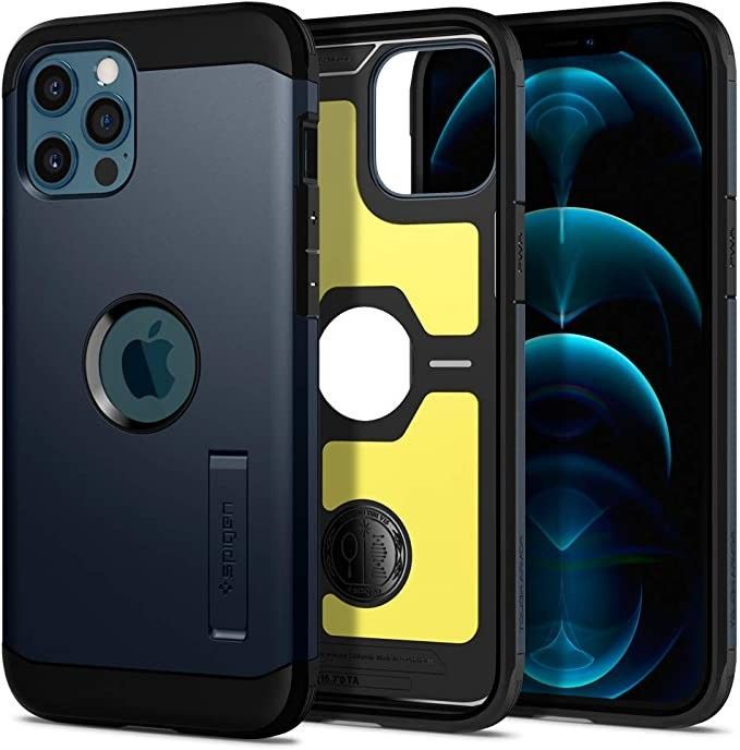 Funda Spigen Tough Armor iPhone 12 Pro Max Pizarra Metalica