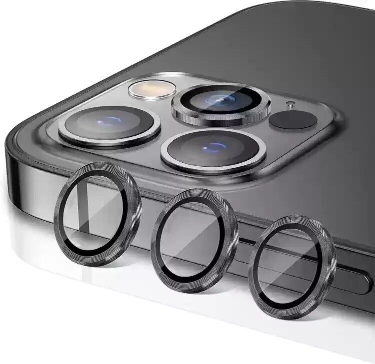 SET 3 Anillos Metal Camara Negro Iphone 13 Pro / 13 Pro Max