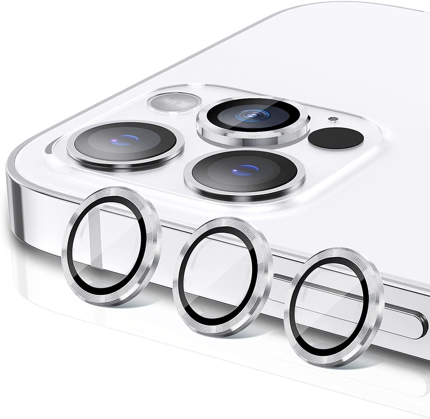 SET 3 ANILLOS METAL CAMARA BLANCO PARA IPHONE 13 PRO / 13 PRO MAX
