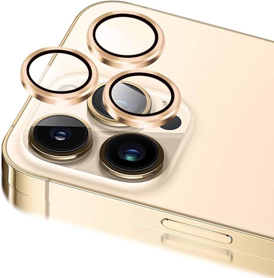 SET 3 ANILLO METAL DORADO PARA IPHONE 13 PRO / 13 PRO MAX