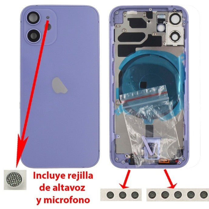 Chasis+tapa trasera iPhone 12 Mini Purpura (Con Rejillas)