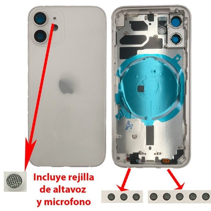 Chasis+tapa trasera iPhone 12 Mini Blanca (Con Rejillas)