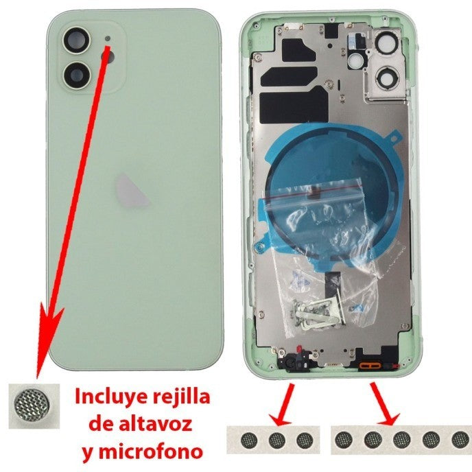 Chasis+tapa trasera iPhone 12 Verde (Con Rejillas)
