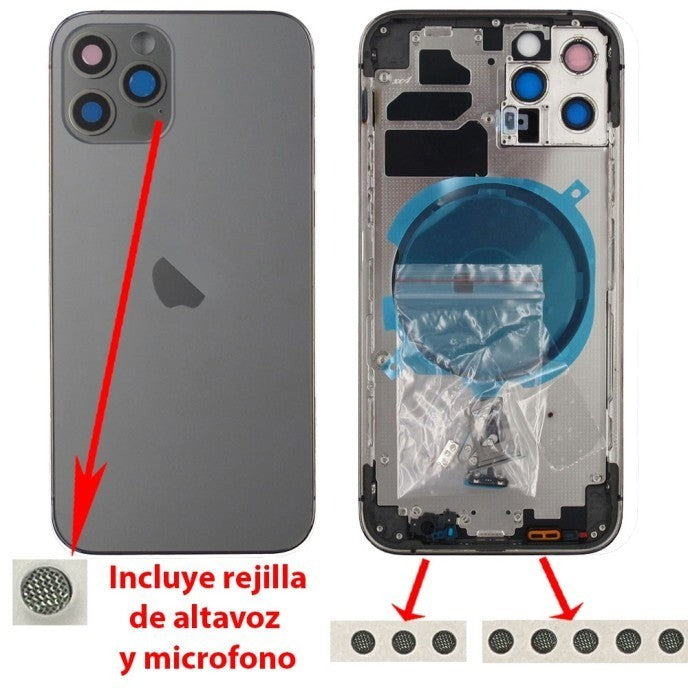 Chasis+tapa trasera iPhone 12 Pro Negro (Con Rejillas)