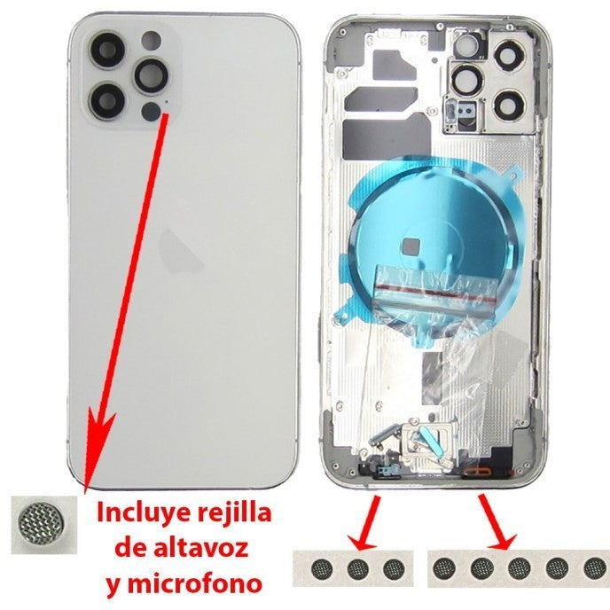 Chasis+tapa trasera iPhone 12 Pro Blanca (Con Rejillas)