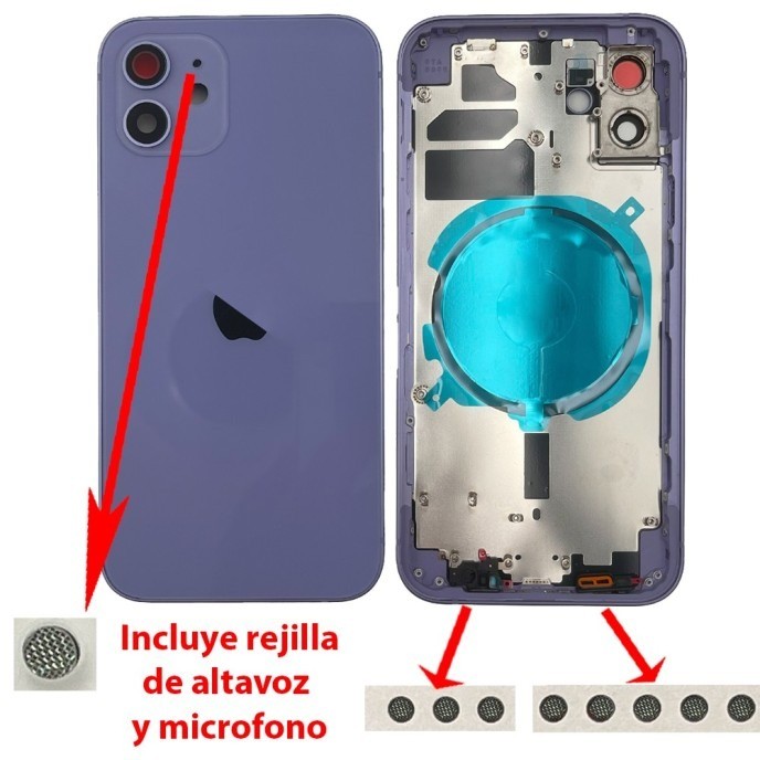 Chasis+tapa trasera iPhone 12 Purpura (Con Rejillas)
