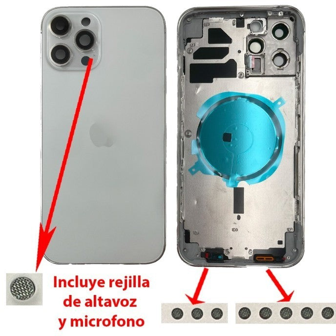 Chasis+tapa trasera iPhone 12 Pro Max Blanca (Con Rejillas)