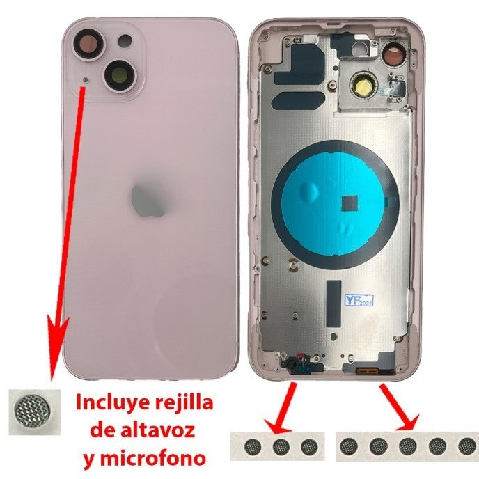 Chasis+tapa trasera iPhone 13 Rosa (Con Rejillas)