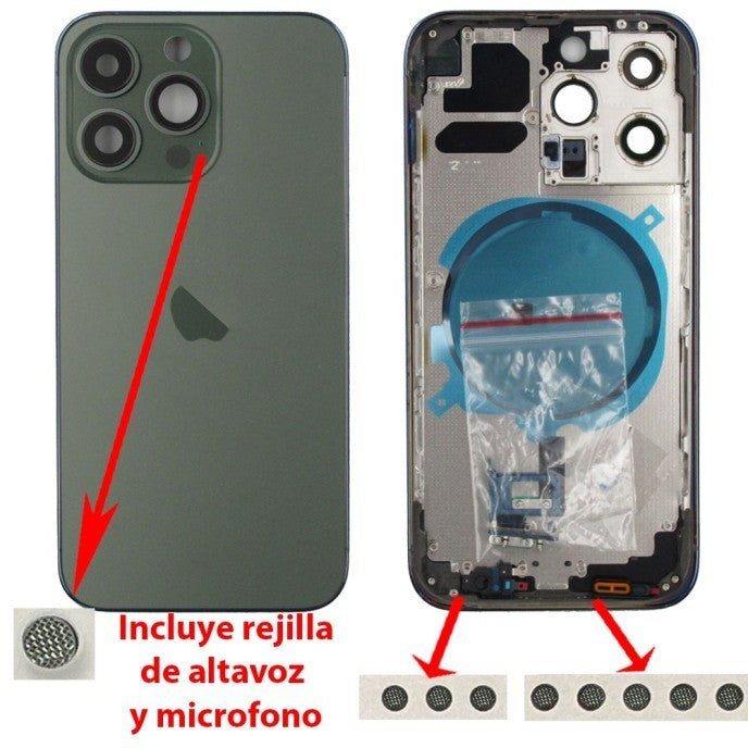 Chasis+tapa trasera iPhone 13 Pro Verde (Con Rejillas)