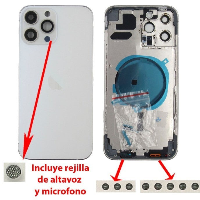 Chasis+tapa trasera iPhone 13 Pro Max Blanca (Con Rejillas)