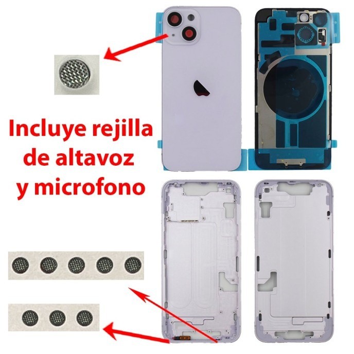 Chasis+tapa trasera iPhone 14 Purpura (Con Rejillas)