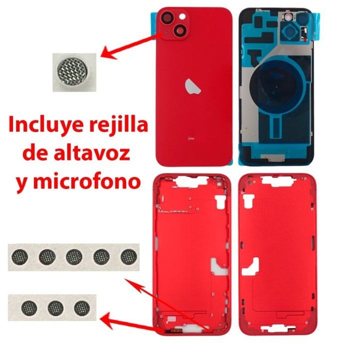 Chasis+tapa trasera iPhone 14 Plus Rojo (Con Rejillas)