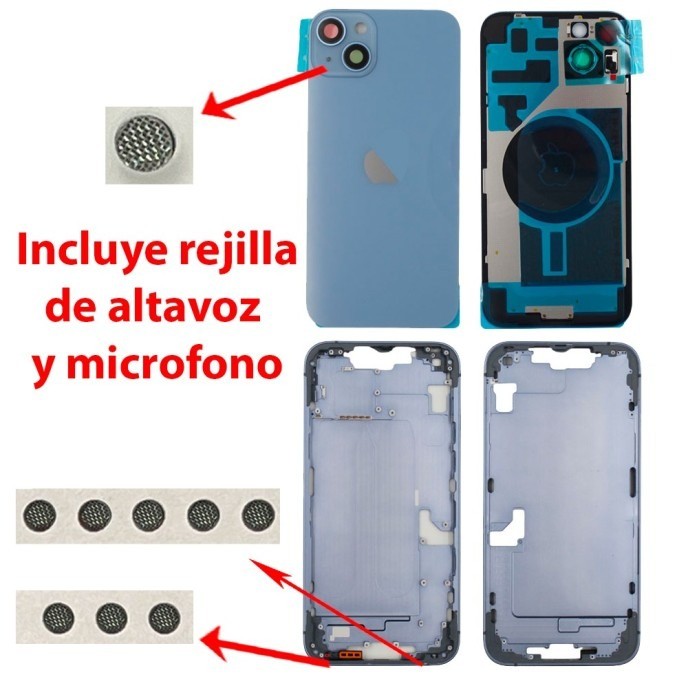 Chasis+tapa trasera iPhone 14 Plus Azul (Con Rejillas)