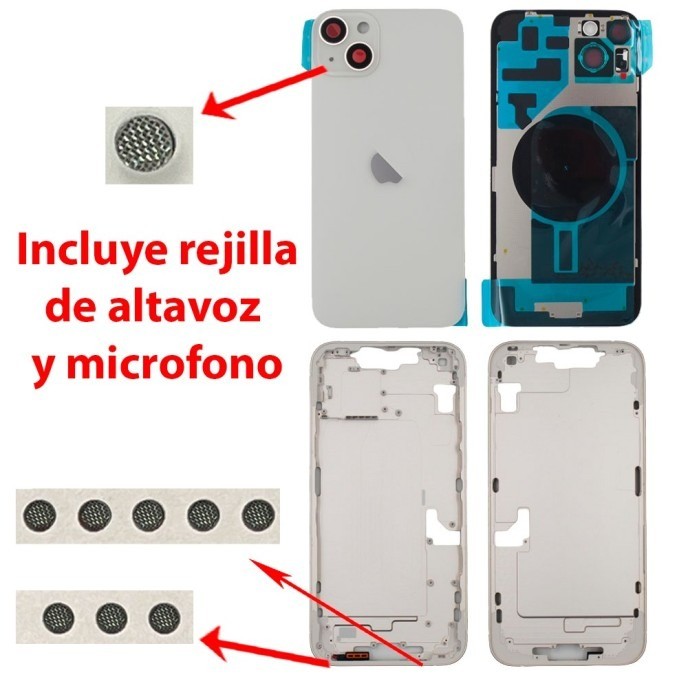 Chasis+tapa trasera iPhone 14 Plus Blanco (Con Rejillas)