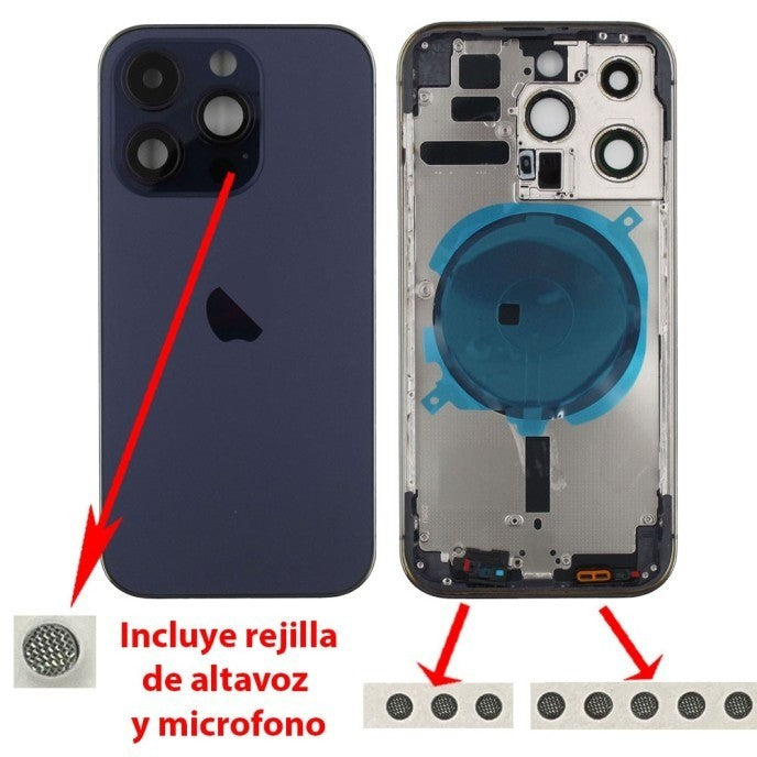 Chasis+tapa trasera iPhone 14 Pro Purpura (Con Rejillas)