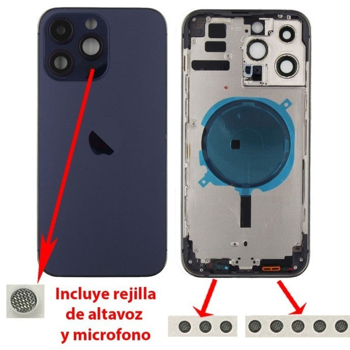 Chasis+tapa trasera iPhone 14 Pro Max Purpura (Con Rejillas)