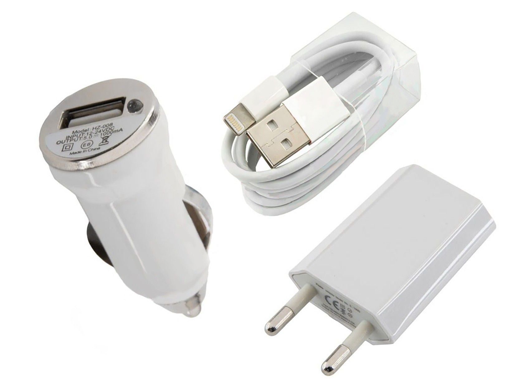 Cargador coche 3 en 1 blanco iPhone 12 pro