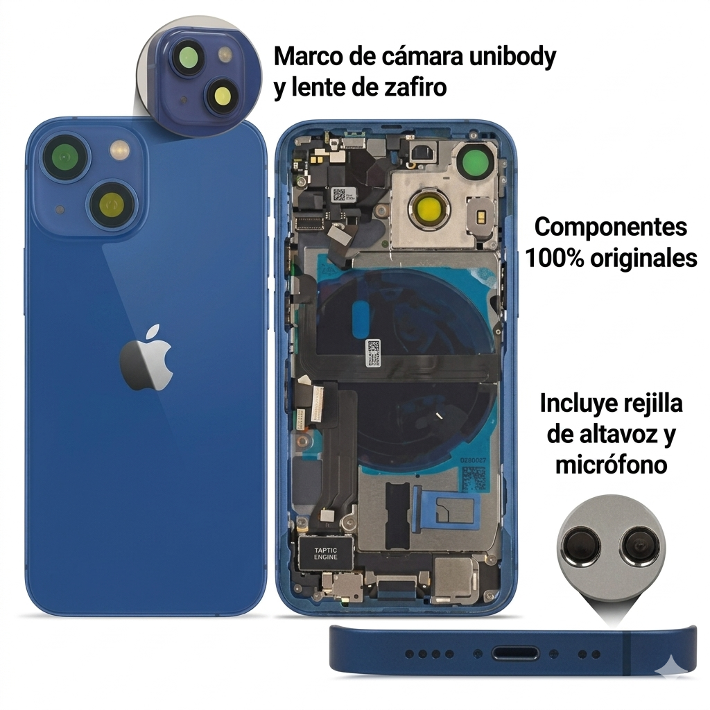 Chasis iPhone 13 Mini Azul con componentes 100% original