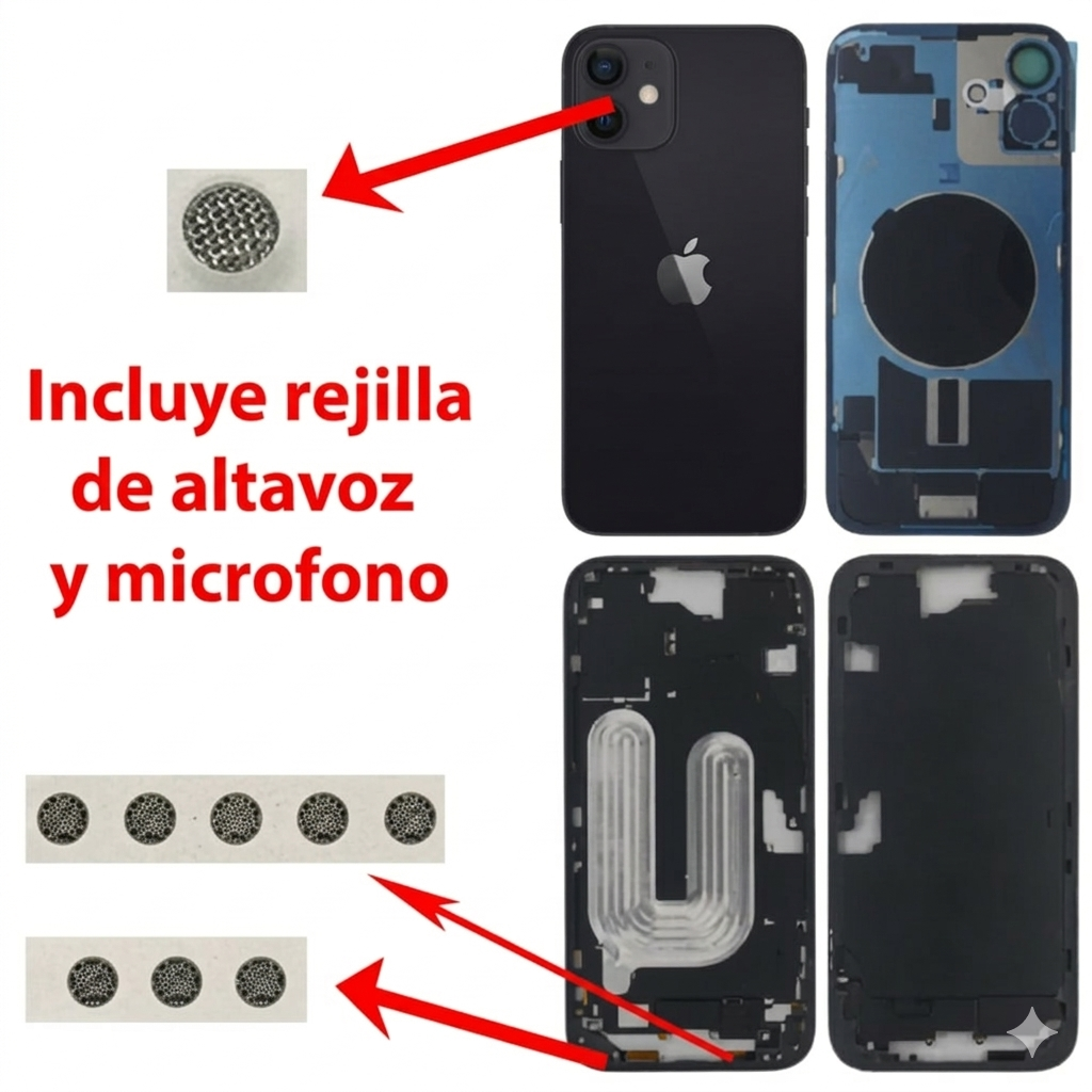 Chasis iPhone 16 PLUS NEGRO tapa trasera (Unibody, INCLUYE rejillas) Original