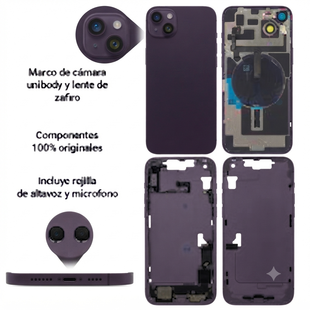 Chasis iPhone 14 Plus Purpura con componentes 100% original