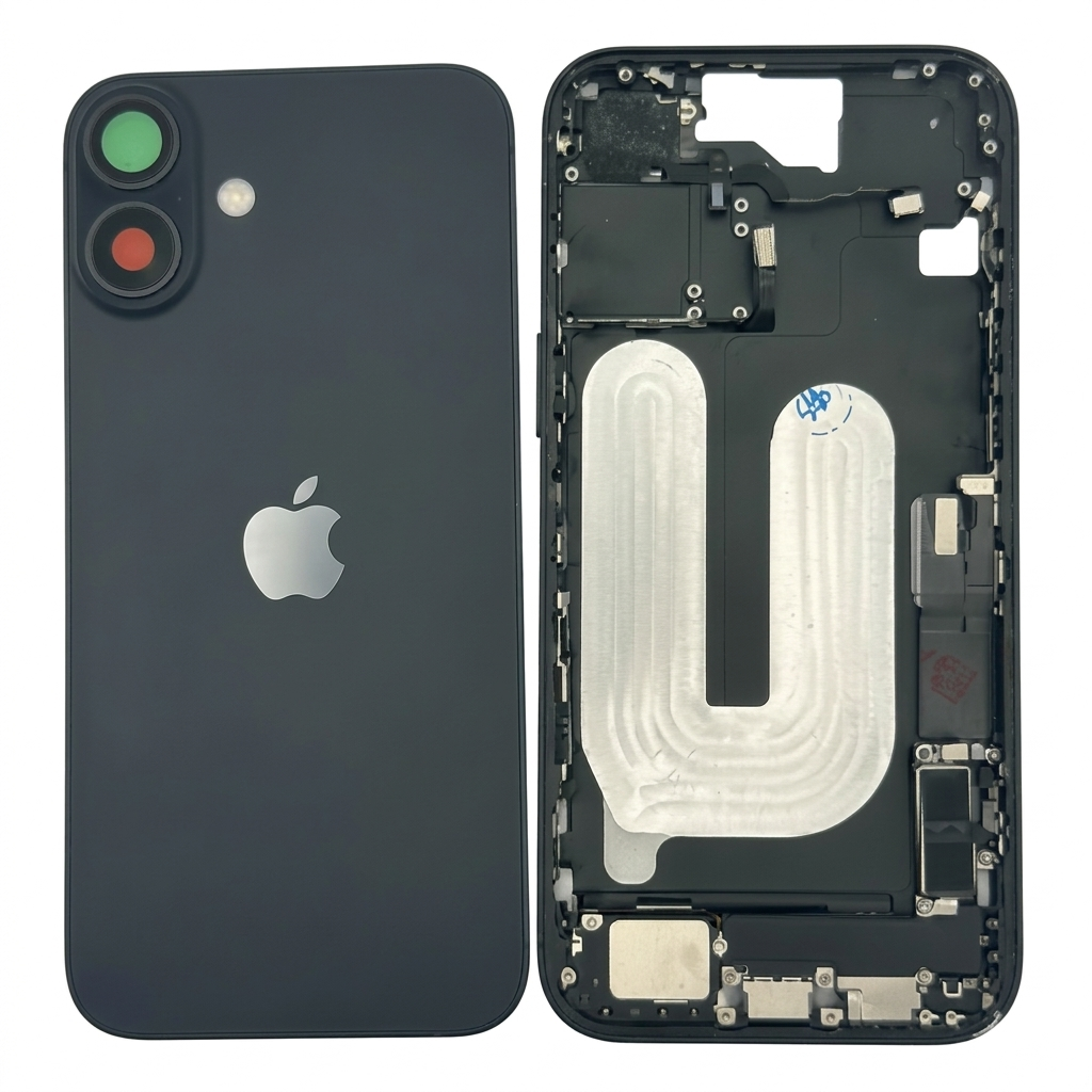 Chasis iPhone 16 PLUS NEGRO CON COMPONENTES 100% originales