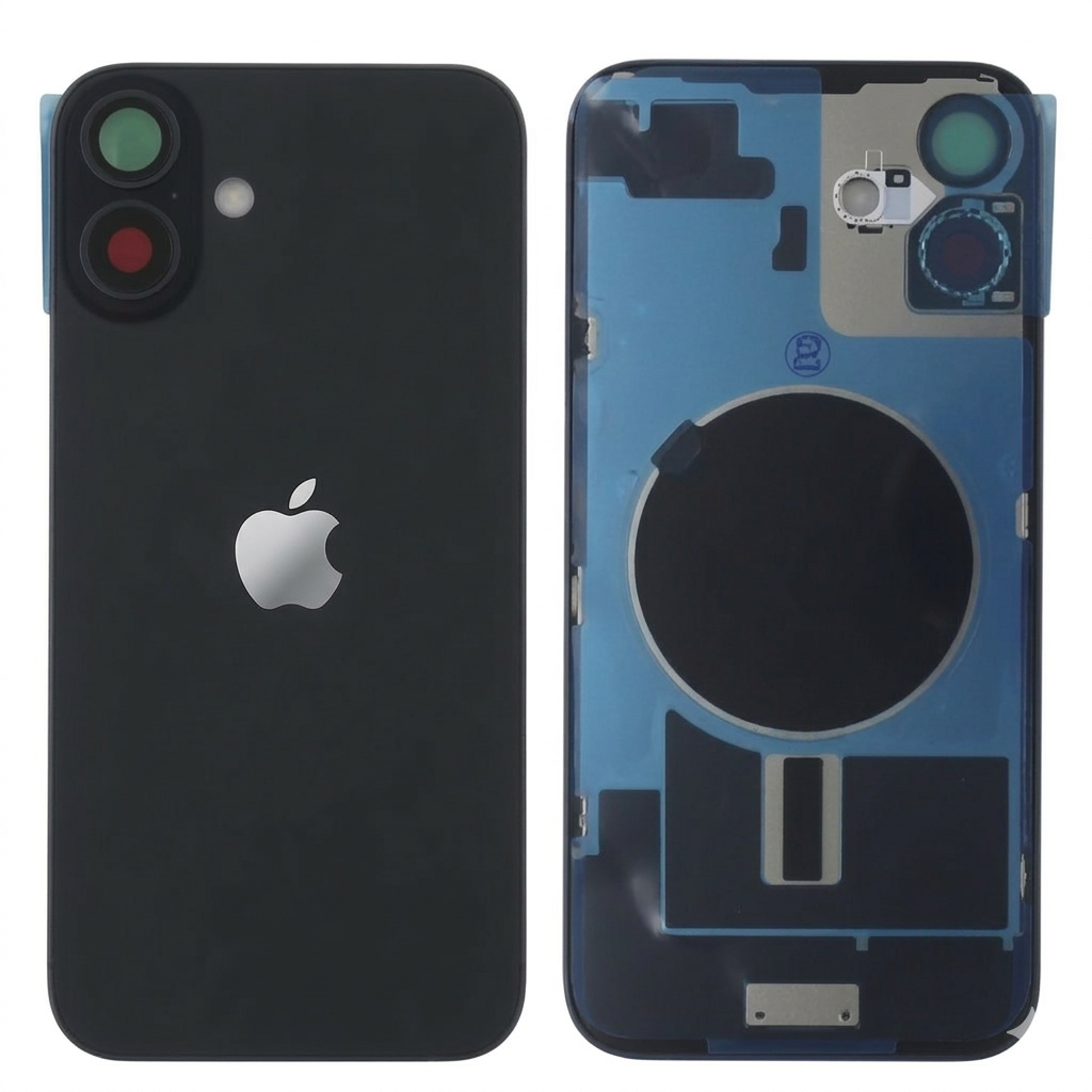 Chasis iPhone 16 PLUS NEGRO tapa trasera (Unibody, INCLUYE rejillas) Original