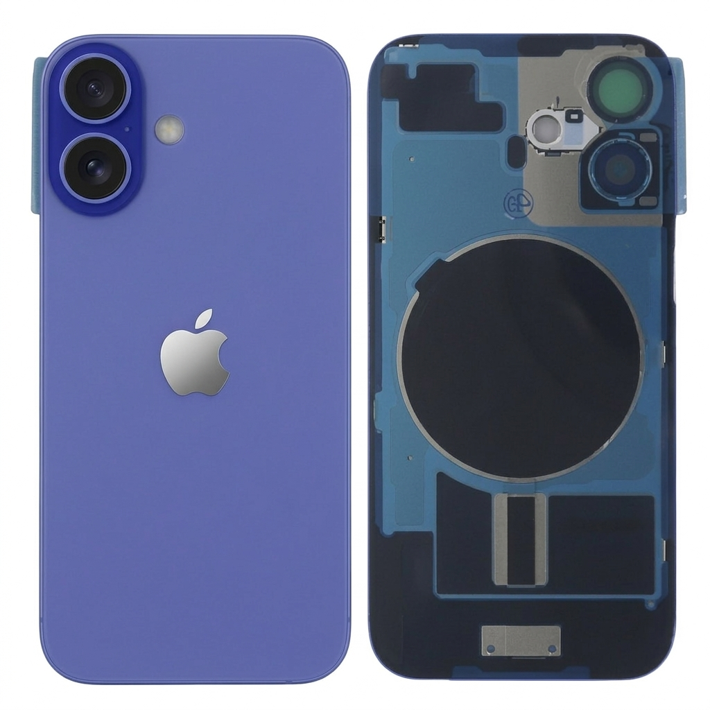 Chasis iPhone 16 AZUL ULTRAMAR tapa trasera (Unibody, INCLUYE rejillas) Original
