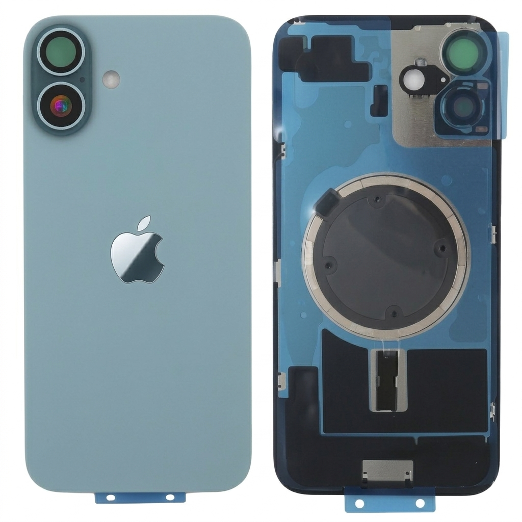 Tapa trasera iPhone 16 PLUS VERDE AZULADO (Unibody, Soporte Metal, Imán y Lente) Original