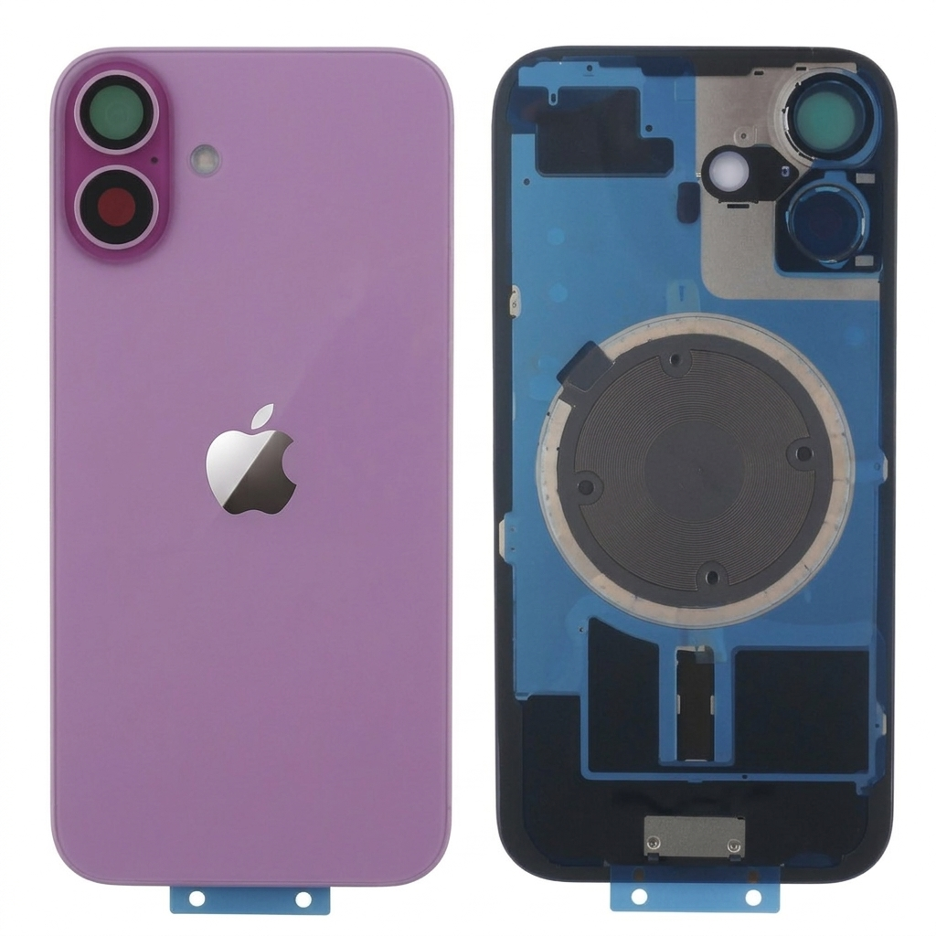 Tapa trasera iPhone 16 ROSA (Unibody, Soporte Metal, Imán y Lente) Original