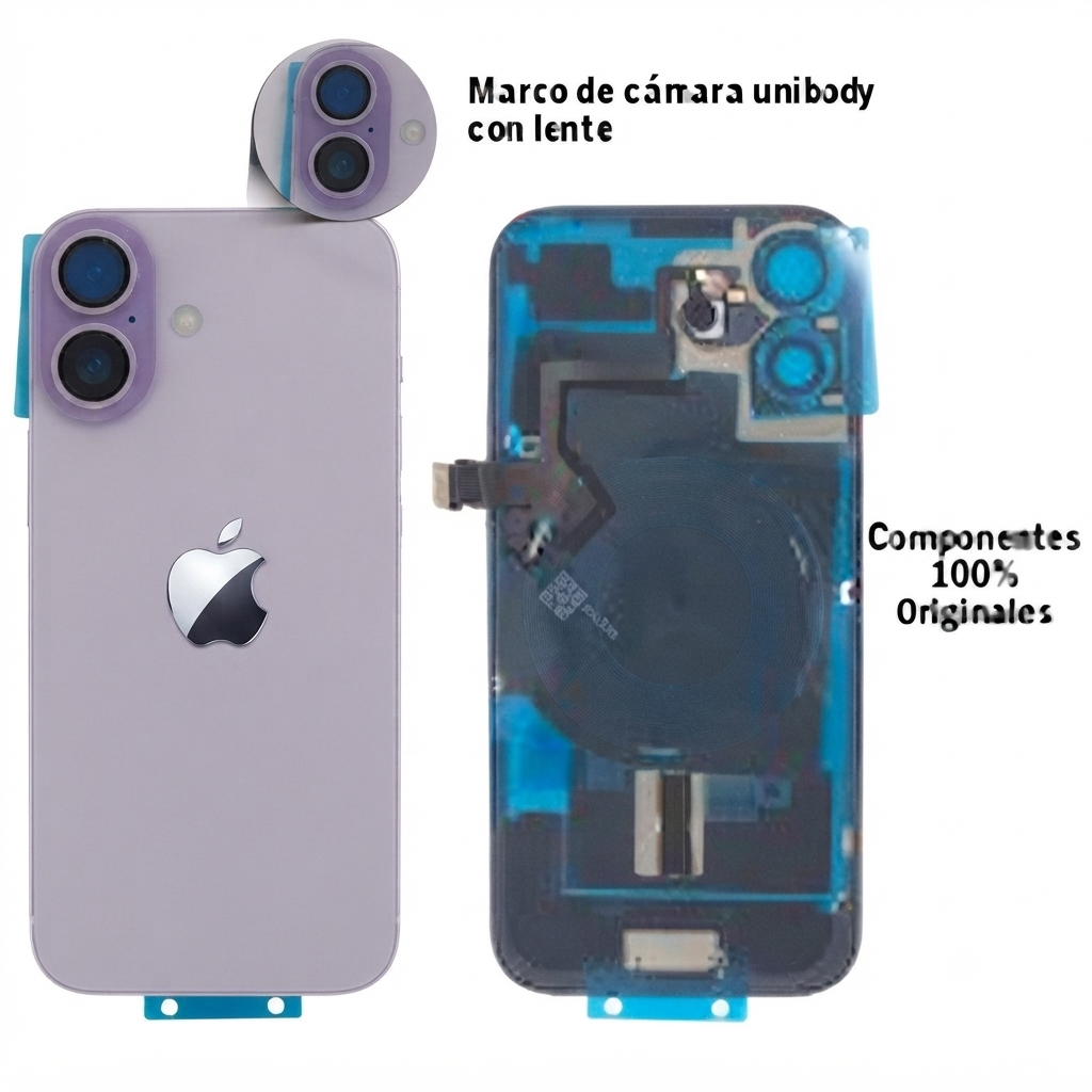 Tapa trasera iPhone 17 Lavanda con componente 100% original y lente zafiro
