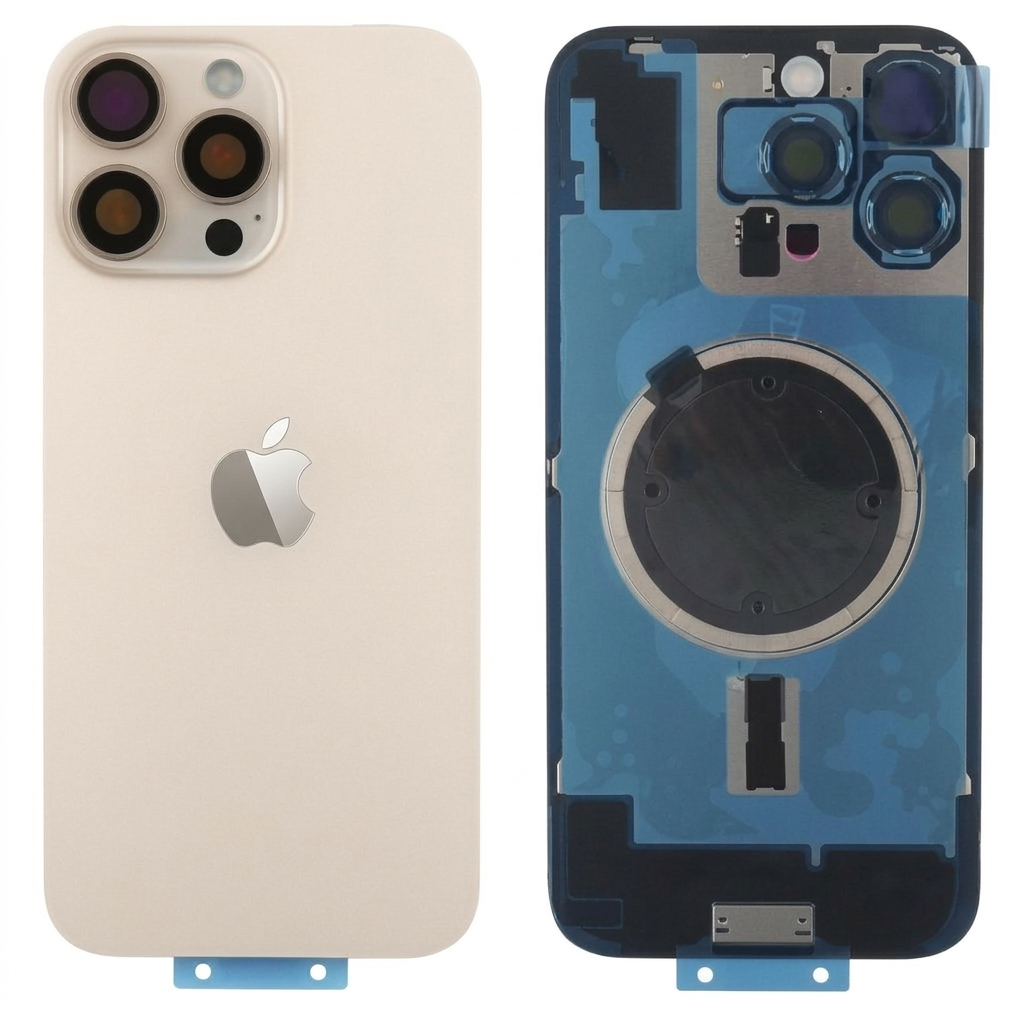 Tapa trasera iPhone 16 PRO MAX DESIERTO (Unibody, Soporte Metal, Imán y Lente) Original