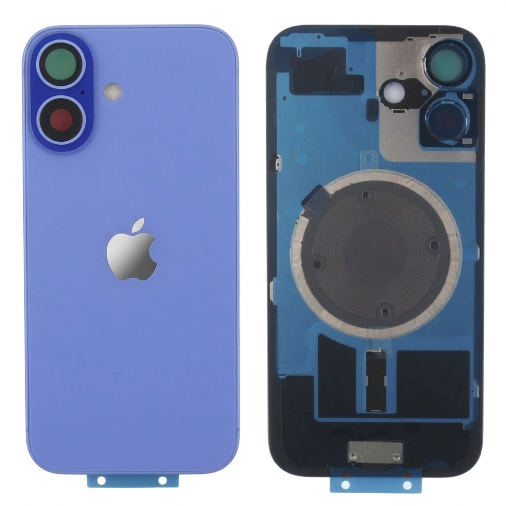 Tapa trasera iPhone 16 AZUL ULTRAMAR (Unibody, Soporte Metal, Imán y Lente) original
