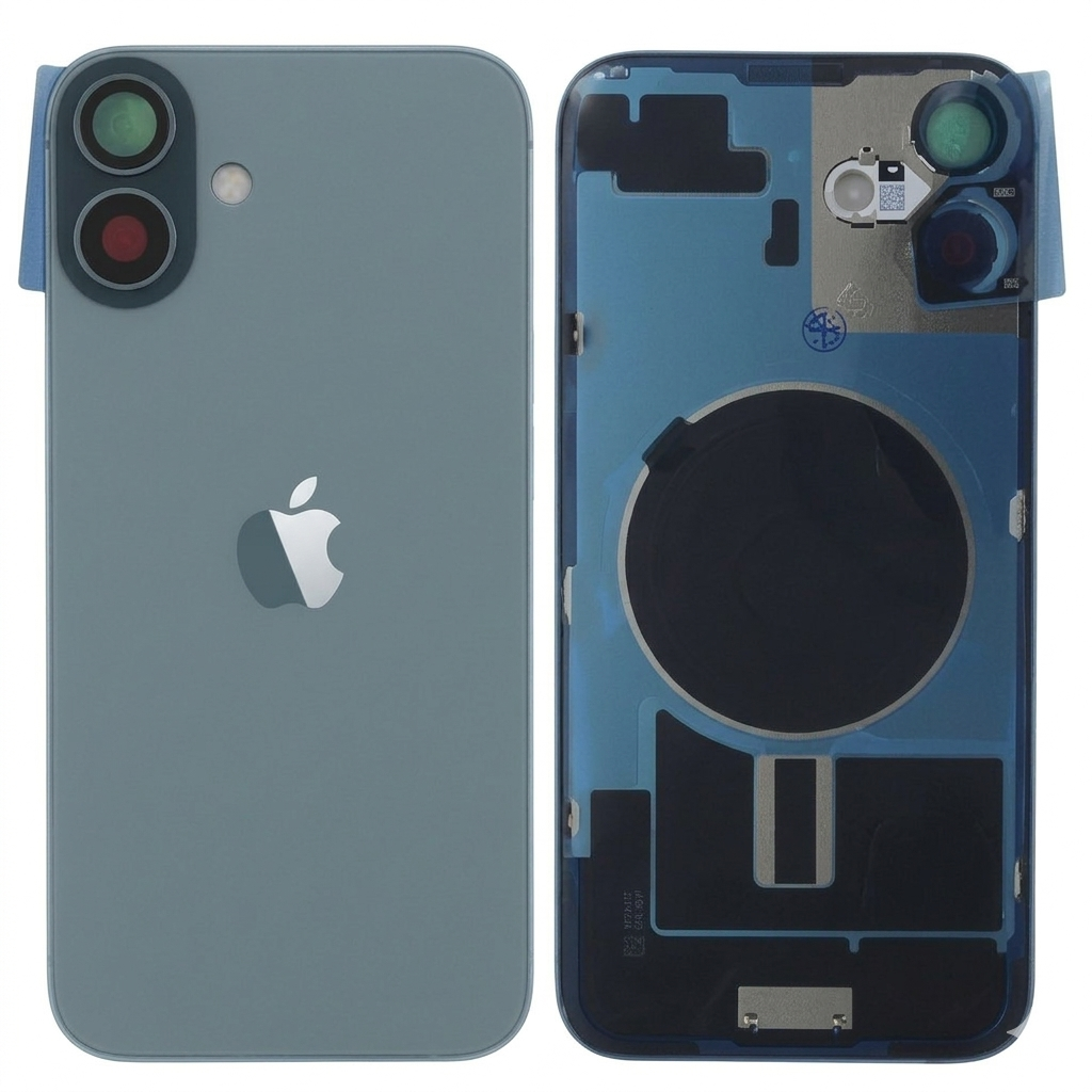 Chasis iPhone 16 PLUS VERDE AZULADO tapa trasera (Unibody, INCLUYE rejillas) Original