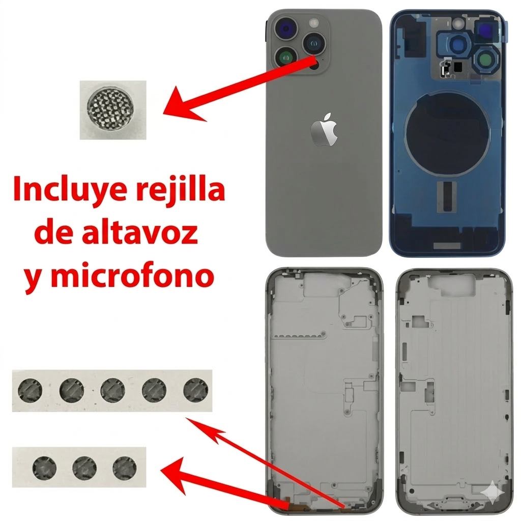 Chasis iPhone 16 PRO MAX NATURAL tapa trasera (Unibody, INCLUYE rejillas) Original