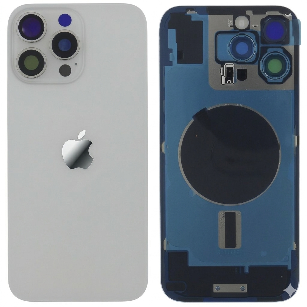 Chasis iPhone 16 PRO MAX BLANCO tapa trasera (Unibody, INCLUYE rejillas) Original