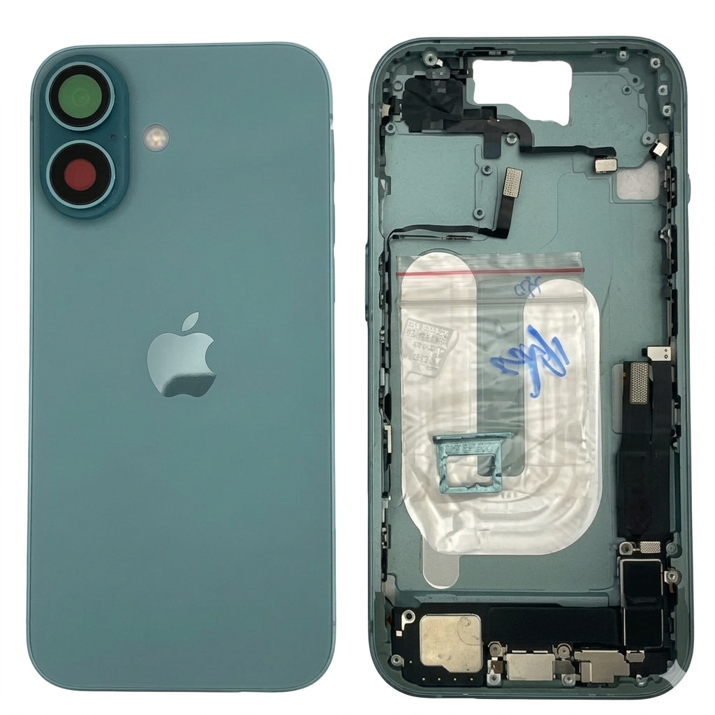 Chasis iPhone 16 VERDE AZULADO CON COMPONENTES 100% Original