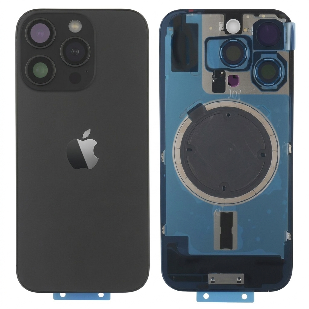 Tapa trasera iPhone 16 PRO NEGRO (Unibody, Soporte Metal, Imán y Lente) Original