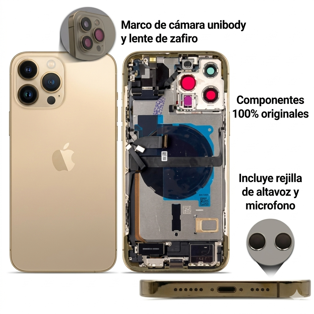Chasis iPhone 13 Pro Max Dorado con componentes 100% originales