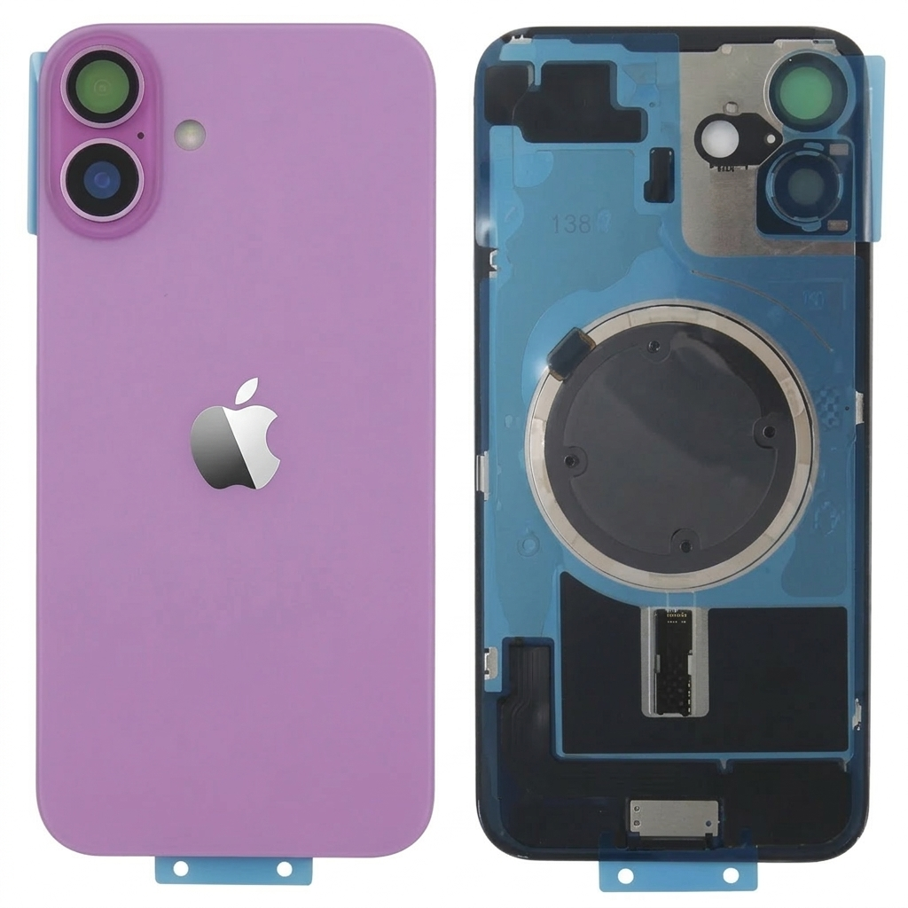 Tapa trasera iPhone 16 PLUS ROSA (Unibody, Soporte Metal, Imán y Lente) Original