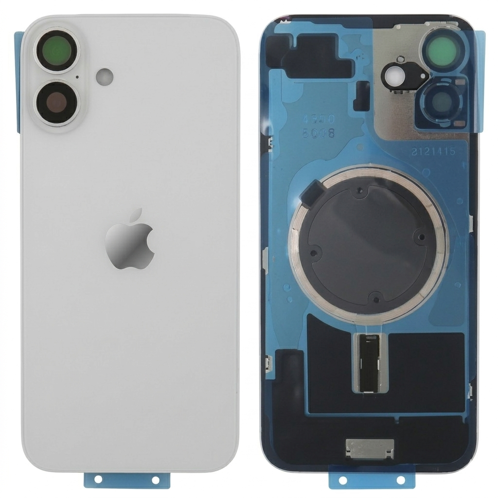 Tapa trasera iPhone 16 PLUS BLANCA (Unibody, Soporte Metal, Imán y Lente) Original