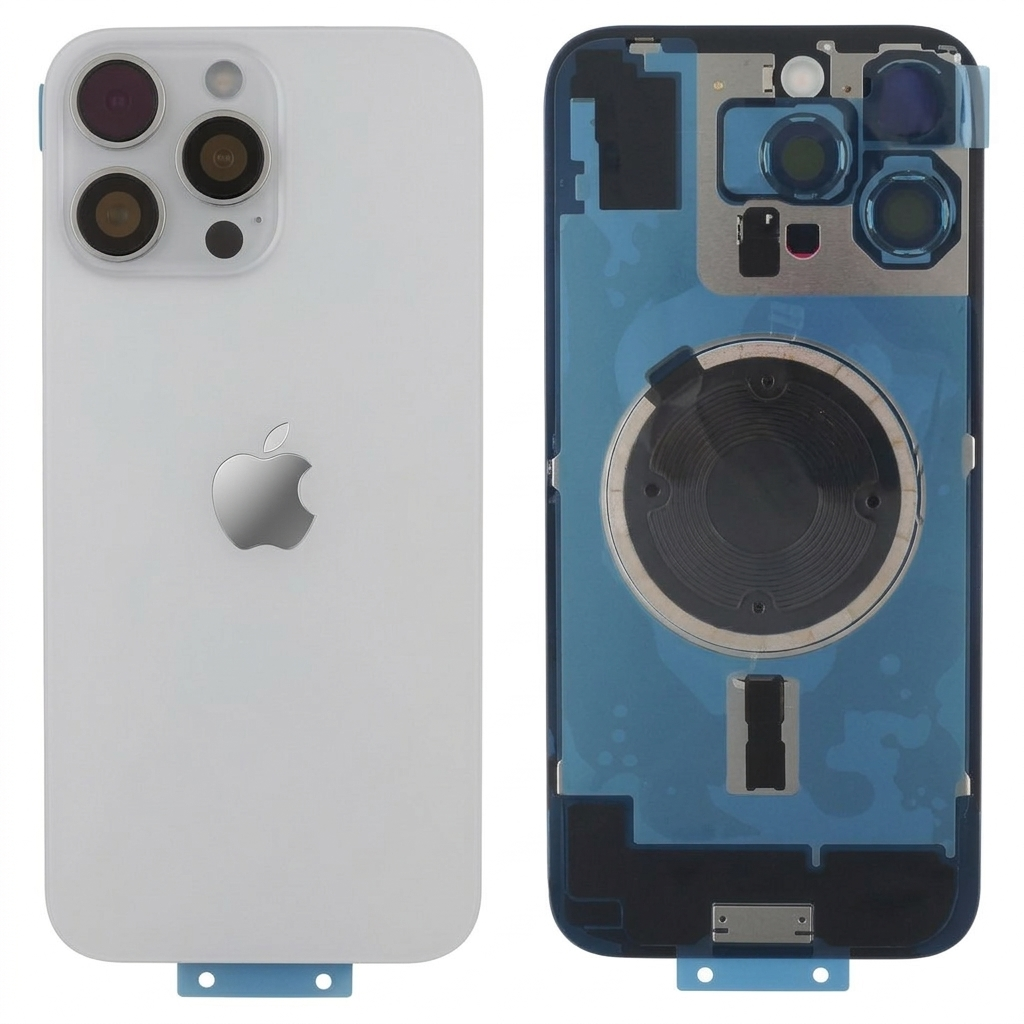 Tapa trasera iPhone 16 PRO MAX BLANCO (Unibody, Soporte Metal, Imán y Lente) Original