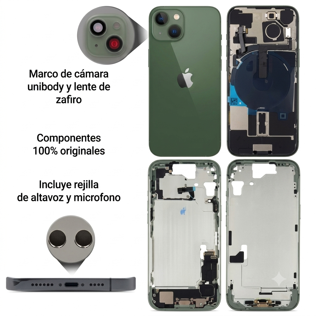 Chasis iPhone 15 Plus Verde con componentes 100% original