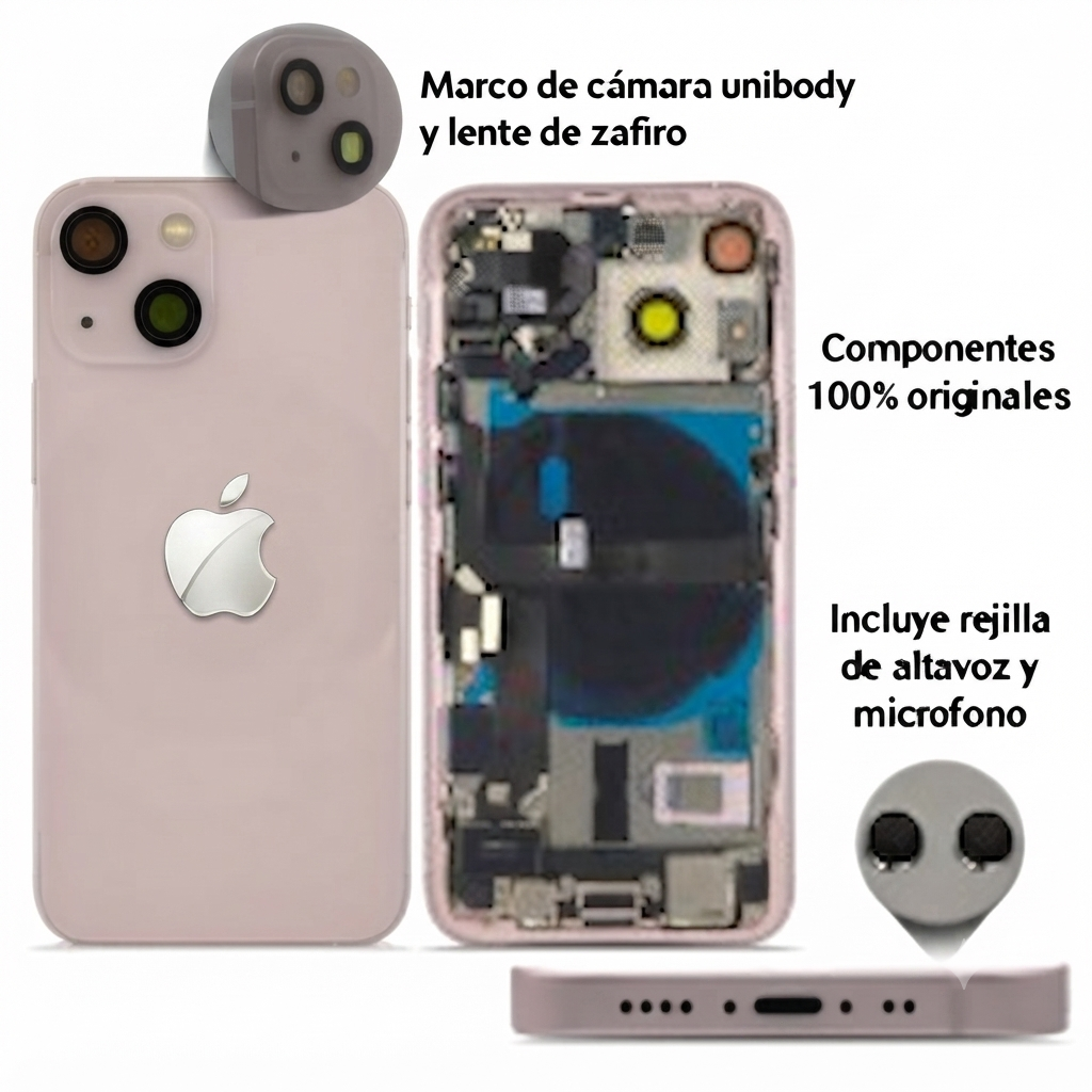 Chasis iPhone 13 Mimi Rosa con componentes 100% originales