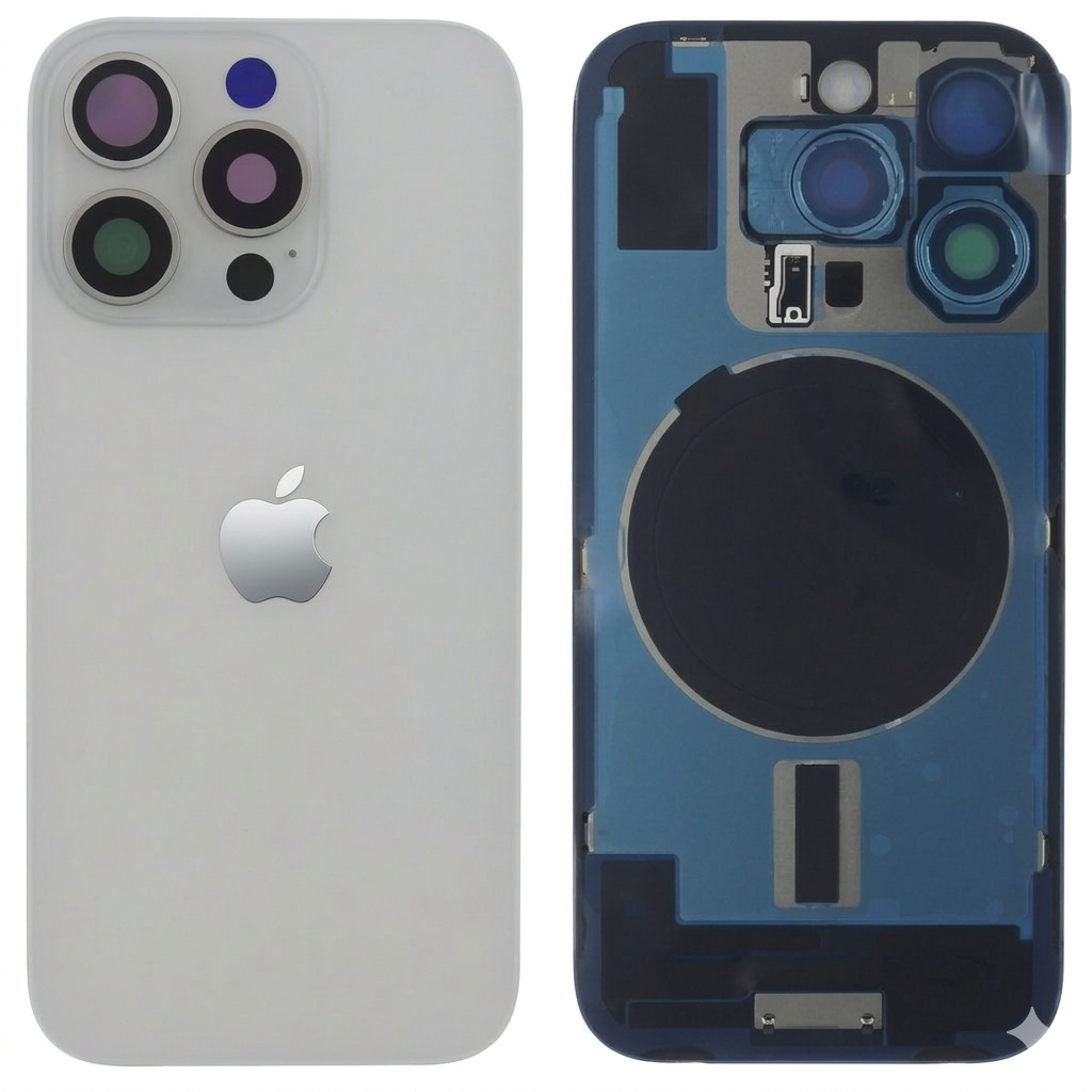 Chasis iPhone 16 PRO BLANCO tapa trasera (Unibody, INCLUYE rejillas) Original