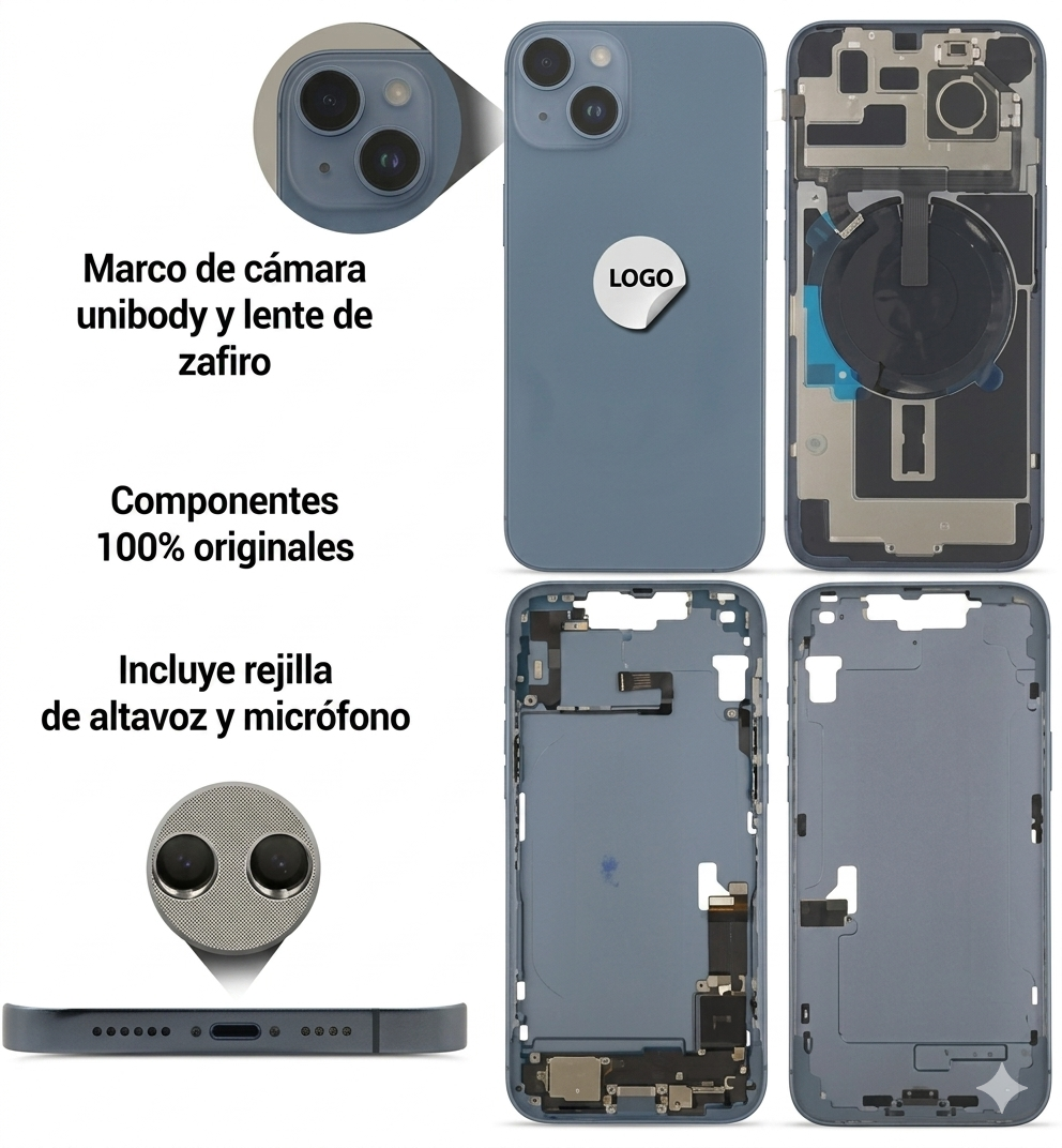 Chasis iPhone 14 Plus Azul con Componenetes 100% originales