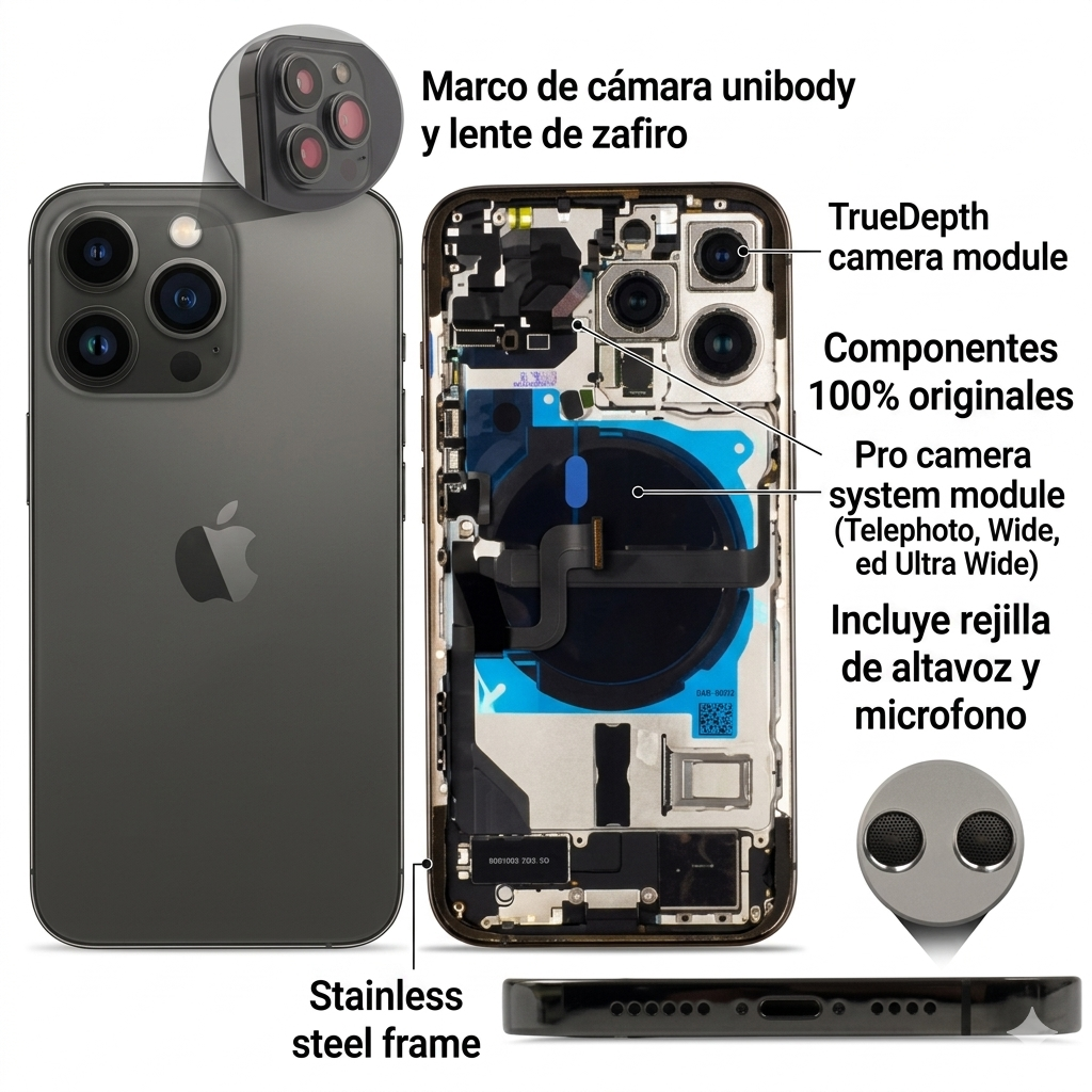 Chasis iPhone 13 Pro Negro con componentes 100% original
