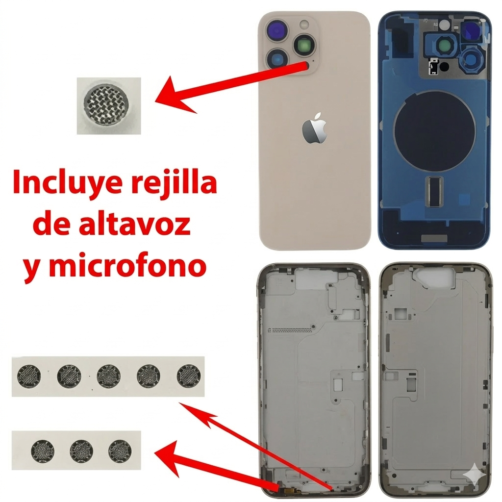 Chasis iPhone 16 PRO MAX DESIERTO tapa trasera (Unibody, INCLUYE rejillas) Original
