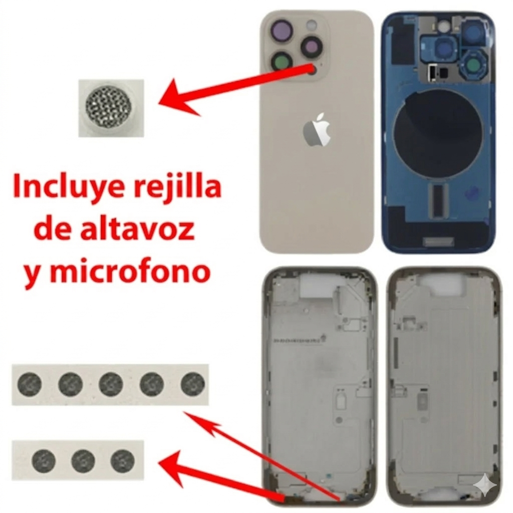 Chasis iPhone 16 PRO DESIERTO tapa trasera (Unibody, INCLUYE rejillas) Original