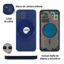 Chasis iPhone 12 Azul tapa trasera (INCLUYE rejillas)